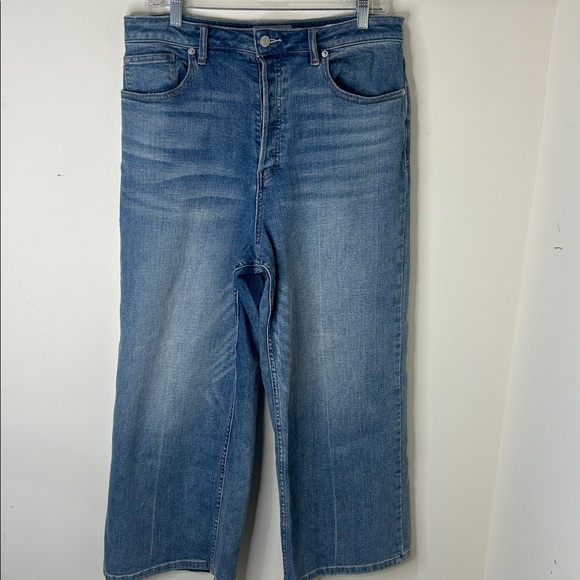 FREE PEOPLE Wide Leg High Rise Cropped Button-Fly Jeans Size 30 - Picture 14 of 14